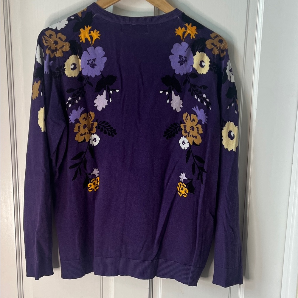 Karen Scott Purple Floral Cardigan - Picture 6 of 6